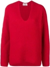 Acne Studios Red Deborah Deep V-neck Sweater
