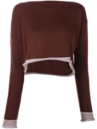 Pre-owned Comme Des Garçons 1991 Asymmetric Knitted Blouse In Brown