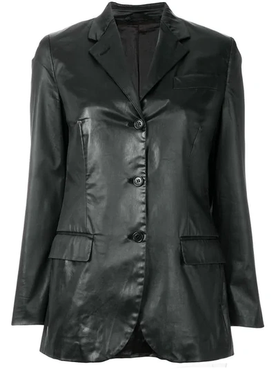 Pre-owned Helmut Lang Notched Lapel Buttoned Jacket In Black