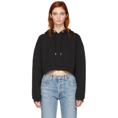 Alexander Wang T Alexanderwang.t Black Dense Fleece Cropped Hoodie