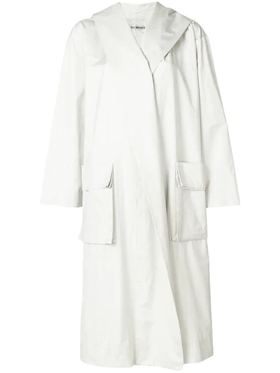 Pre-owned Issey Miyake Hooded Trench Coat In White