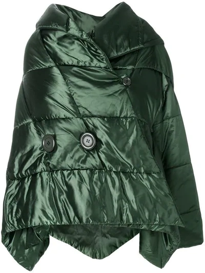 Pre-owned Issey Miyake Asymmetric Padded Jacket In Green