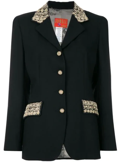 Pre-owned Kenzo Bead Embroidered Detailed Jacket In Black