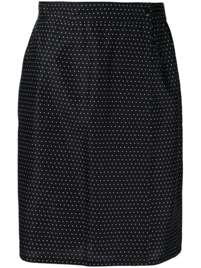 Pre-owned Versace High Rise Dotted Skirt In Black