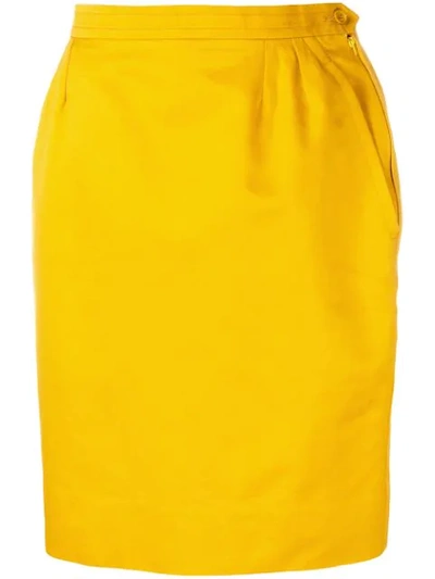 Pre-owned Saint Laurent High Rise Straight Skirt In Yellow