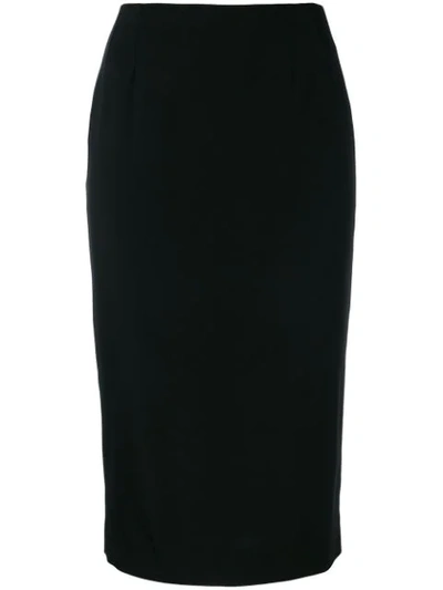 Pre-owned Dolce & Gabbana Fitted Midi Skirt In Black