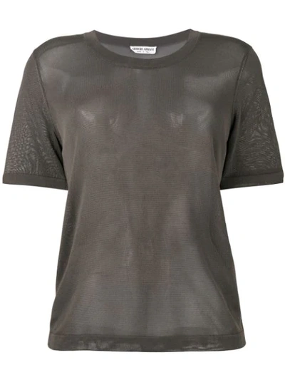 Pre-owned Giorgio Armani Crew Neck T-shirt In Brown