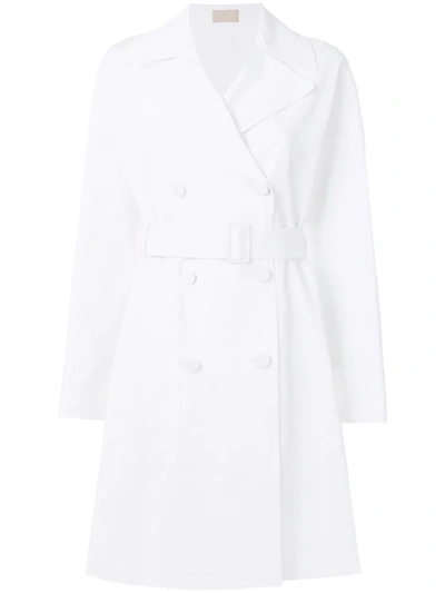 Pre-owned Alaïa Midi Trench Coat In White