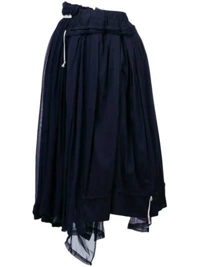 Pre-owned Comme Des Garçons Layered Gathered Midi Skirt In Blue