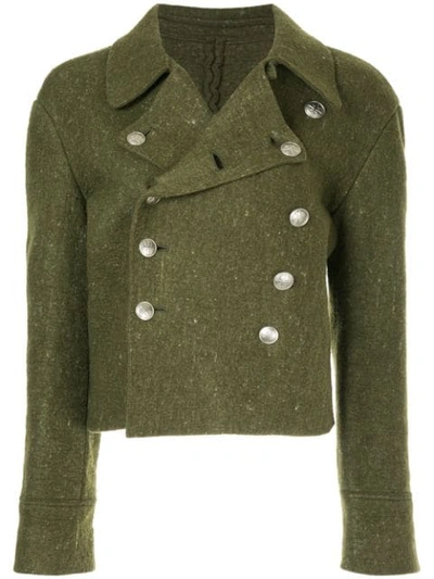 Pre-owned Yohji Yamamoto Vintage Double-breasted Boxy Jacket In Green