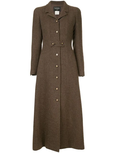 Pre-owned Chanel Vintage Flared Long Coat - Brown