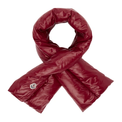 Moncler Red Down Scarf In 438 Red