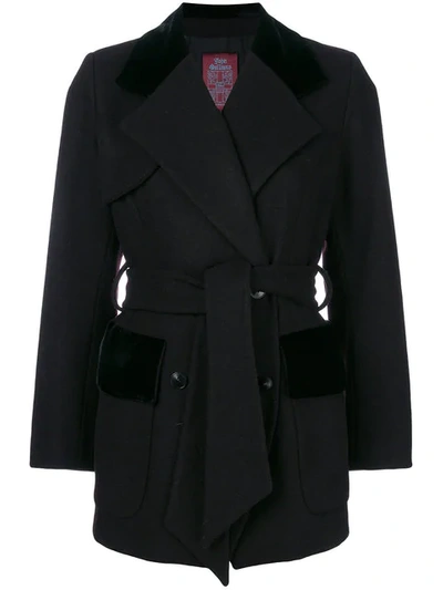 Pre-owned John Galliano Belted Double-breasted Coat In Black