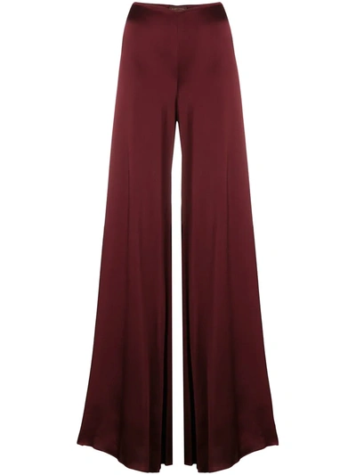 Pre-owned Romeo Gigli Vintage Glossy Flared Trousers In Red
