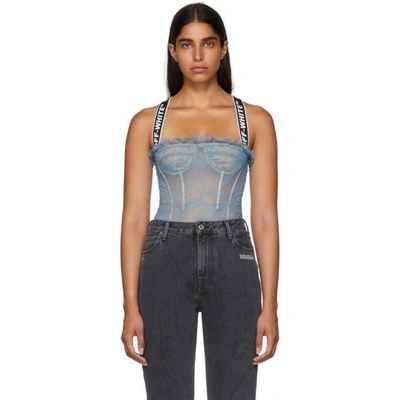 Off-white Blue Logo Lace Bodysuit