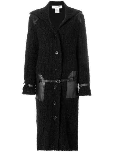Pre-owned Dior  Belt Detailing Long Coat In Black
