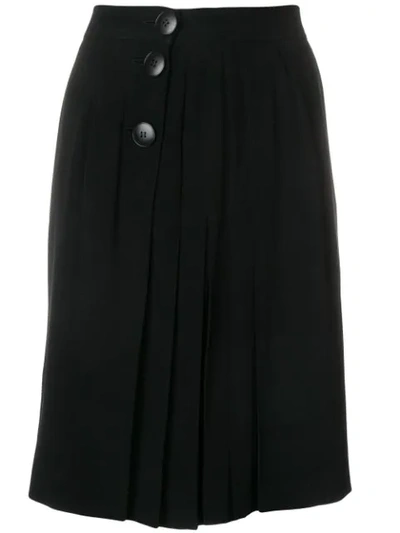 Pre-owned Saint Laurent Pleated Short Skirt In Black