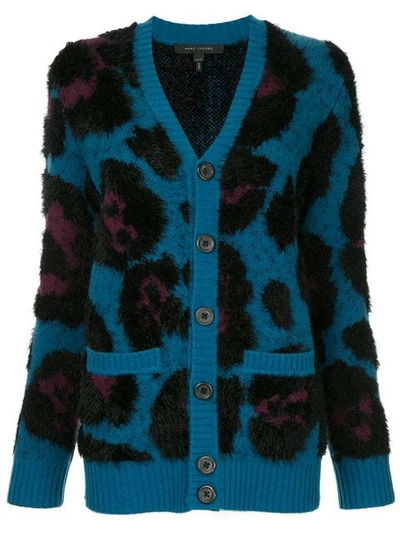 Marc Jacobs Leopard Cardigan In Blue
