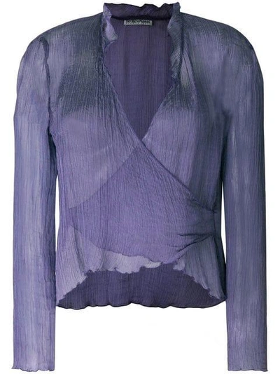 Pre-owned Giorgio Armani Wrapped Front Sheer Blouse In Purple