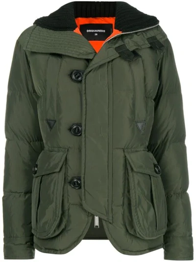 Dsquared2 Padded Down Jacket In Green