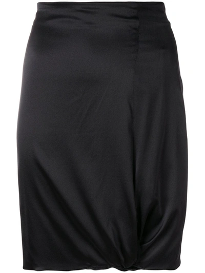Pre-owned Giorgio Armani Gathered Detail Fitted Skirt In Black