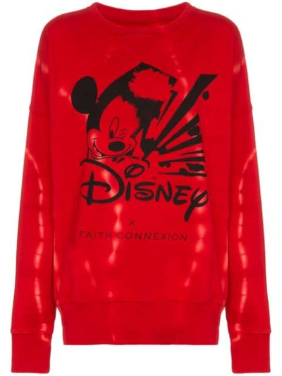 Faith Connexion Mickey Long-sleeved Cotton Red Sweatshirt