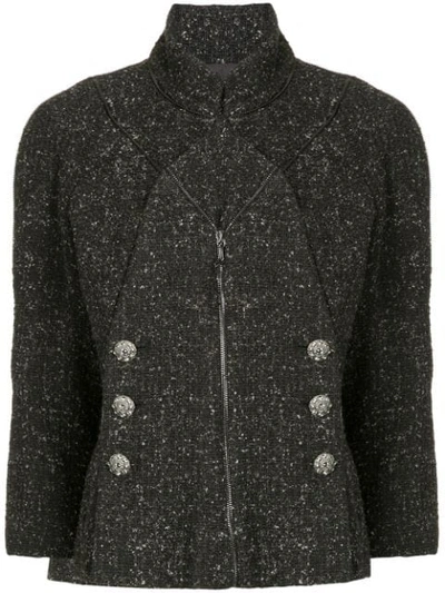 Pre-owned Chanel Double Breasted Tweed Jacket In Black