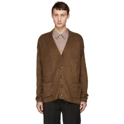 Brioni Brown Mohair Cardigan In 7000 Brown