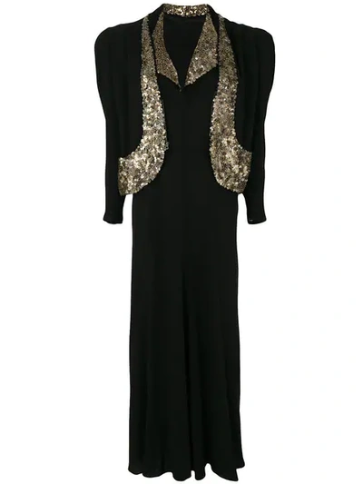 William Vintage Sequin Embellished Maxi Dress - Black