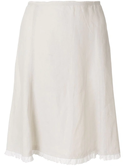 Pre-owned Prada 2000s Pleated Hem A-line Skirt In Neutrals
