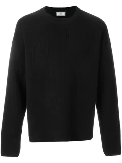 Ami Alexandre Mattiussi Crew Neck Oversize Fit Double Face Rib Sweater In Black