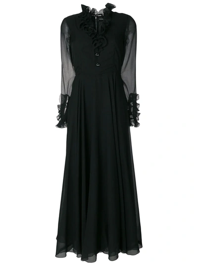 Pre-owned A.n.g.e.l.o. Vintage Cult 1960s Chiffon-sleeve Dress In Black
