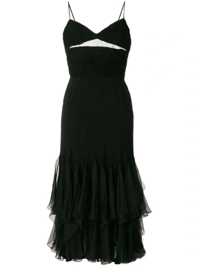 Pre-owned Valentino Ruffle Trim Dress In Black
