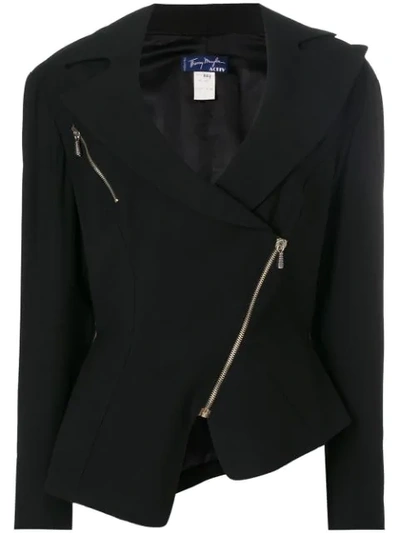 Pre-owned Mugler 1990s Wide Lapel Biker Jacket In Black