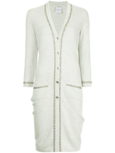 Chanel Vintage Embroidered Fitted Cardigan - Grey