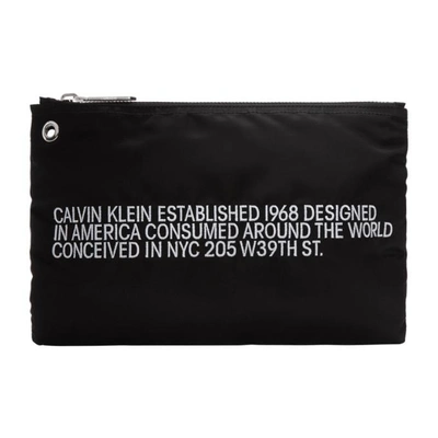 Calvin Klein 205w39nyc Black Small Nylon Logo Pouch In 952 Black/w