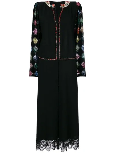 A.n.g.e.l.o. Vintage Cult Bead Embroidered Midi Dress - Black