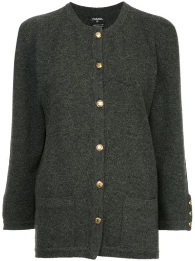 Pre-owned Chanel Buttoned Up Cardigan In Grey
