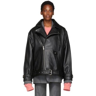 Ader Error Oversized Leather Biker Jacket - Black