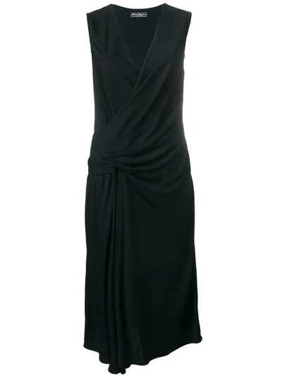 Pre-owned Ferragamo V-neck Dress In Black