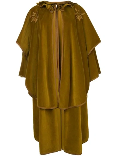 Pre-owned Versace 1970s Embroidered Lace-up Cape In Green