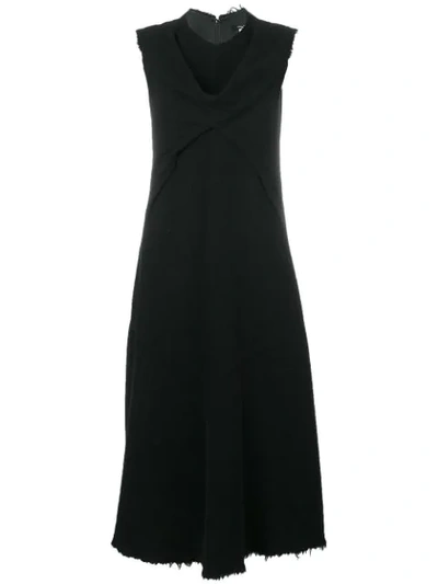 Pre-owned Junya Watanabe Frayed Sleeveless Dress In Black