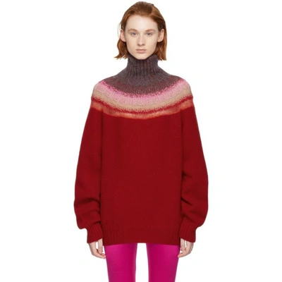 Bless Red Passenpulli Turtleneck In Red/red Mix
