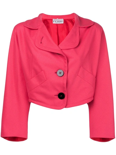 Pre-owned Gianfranco Ferre Vintage Oversized Cropped Blazer In Pink