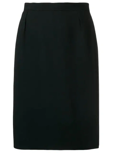 Pre-owned Saint Laurent High-waist Straight Skirt In Black