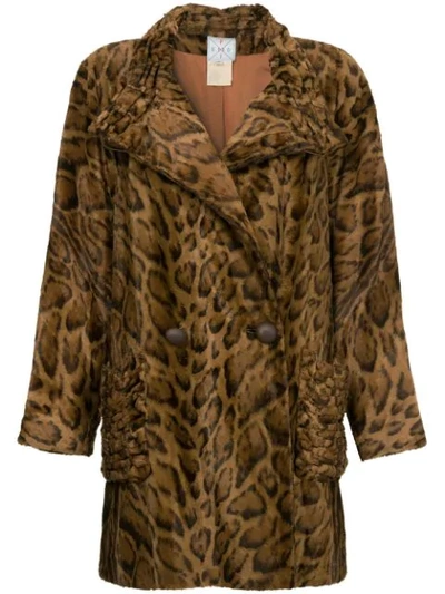 Pre-owned Fendi Faux Leopard Fur Coat In Brown