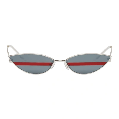 Gentle Monster Silver Stripe Poxy Sunglasses In Blue/red