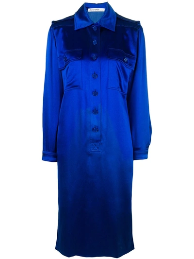 Pre-owned Jean Louis Scherrer Vintage Mid-length Shirt Dress In Blue