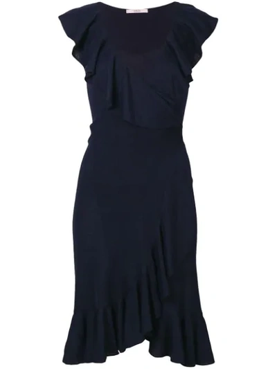 Pre-owned Valentino Ruffled Dress In Blue