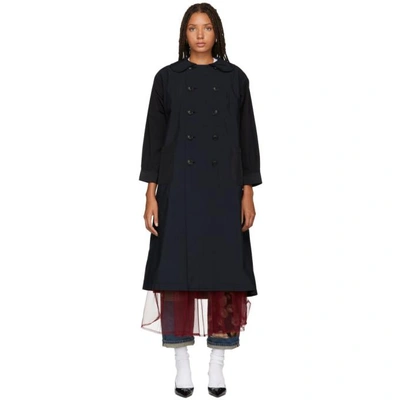 Tricot Comme Des Garcons Navy Trench Coat In 2 Navy